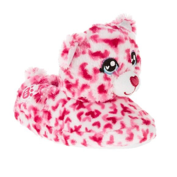 NEW G10-11 Girls Build-A-Bear Pink "Tiny Hearts Bear" Slippers - Picture 1 of 6